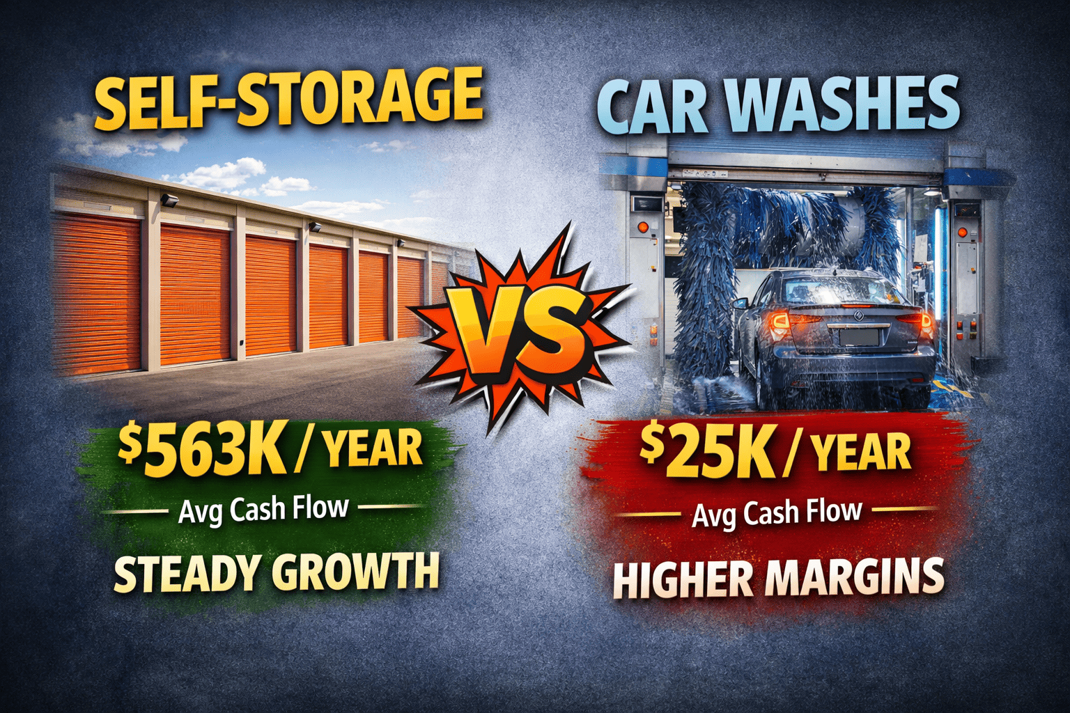 Self-Storage vs Car Wash: High Cash Flow or Higher Margins?