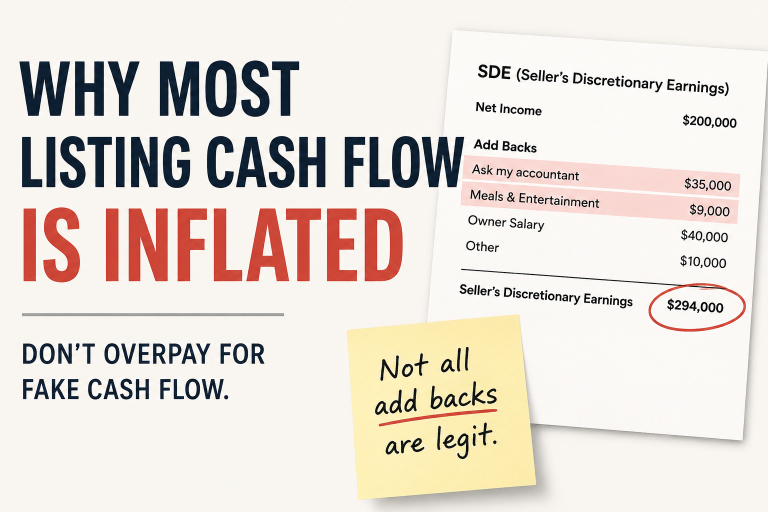 Why The Cash Flow On Most Business Listings Is Inflated