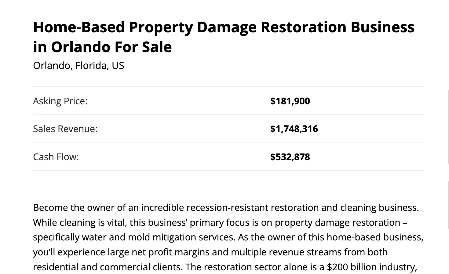 This Restoration Business Might Be The Most Suspicious Listing I’ve Seen